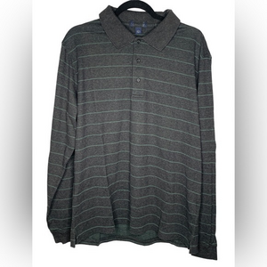 Lands End‎ Charcoal Gray Green Long Sleeve Shirt Large